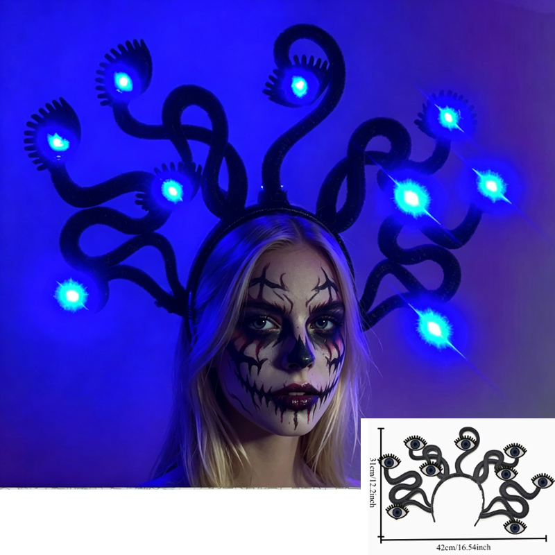 Cobra Extruder - Serre-tête Serpent Lumineux Multi-Œil Maléfique, Couronne